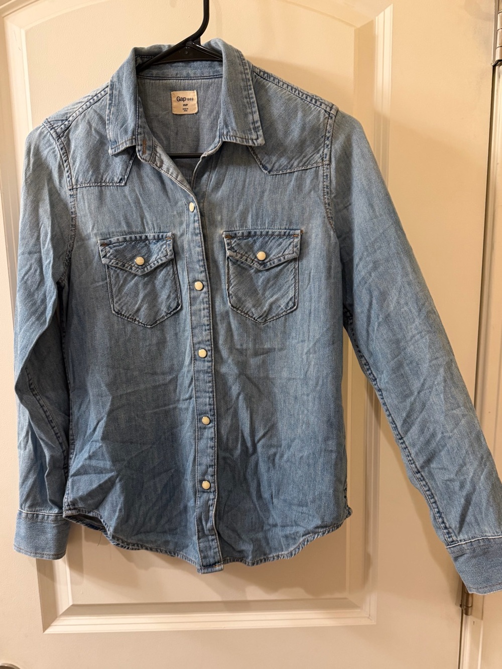 Gap 1969 Western Denim Shirt Light Wash XS/P Snap Front